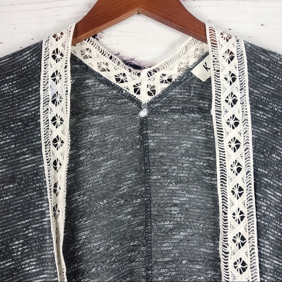 Kye Mi Gray Lace Duster Cardigan Medium - Picture 3 of 7
